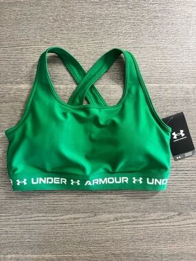 Under Armour Women's Mid Impact Crossback Sports Bra Size XL Padded Green